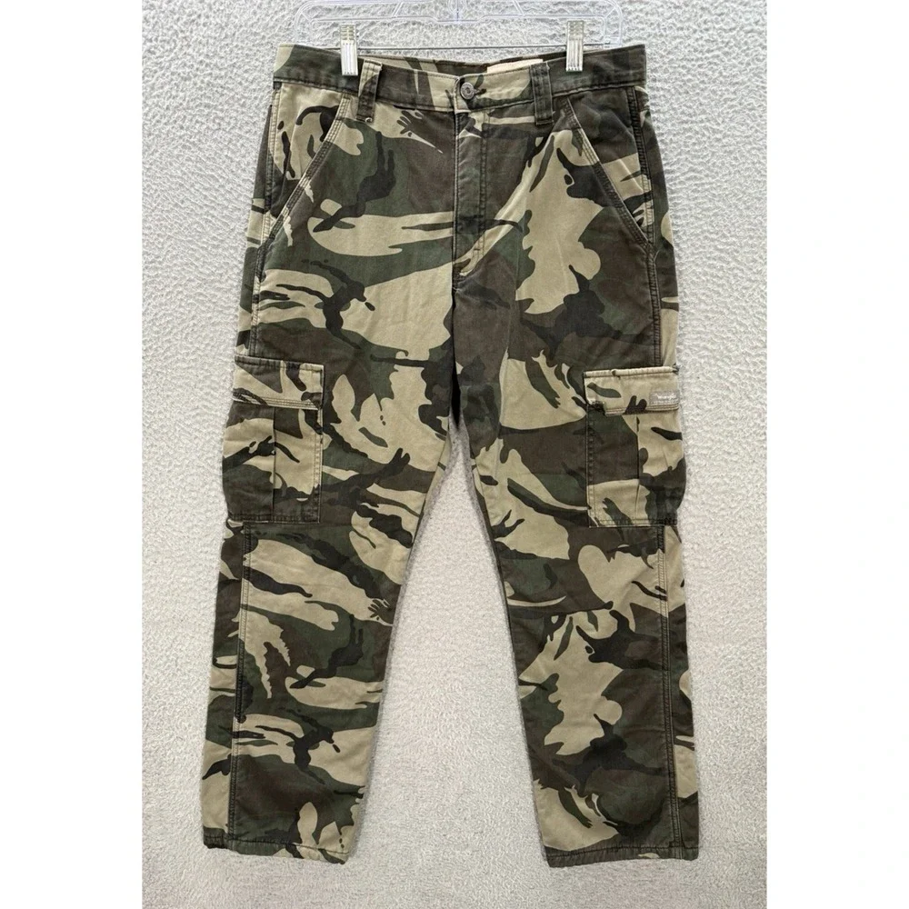 Wrangler Pants Mens 30x30 Camouflage Relaxed Fit Cargo Fleece Lined Outdoors